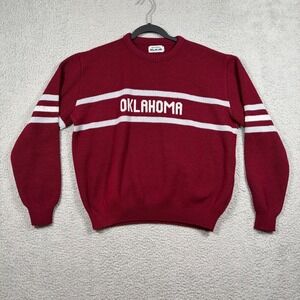 VTG Oklahoma University Sooner Pullover Sweater Brandon Men L Crew Neck Knit USA